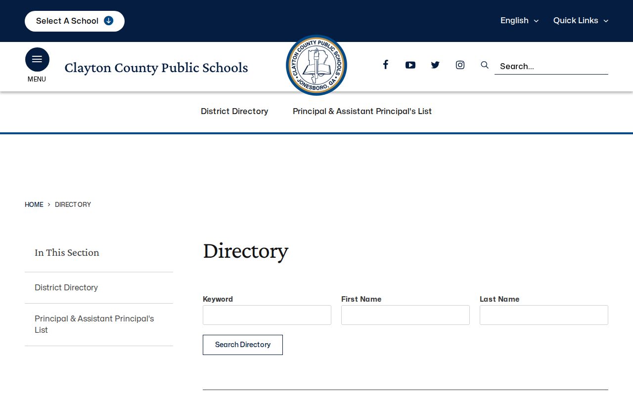 Clayton County people directories school staff search