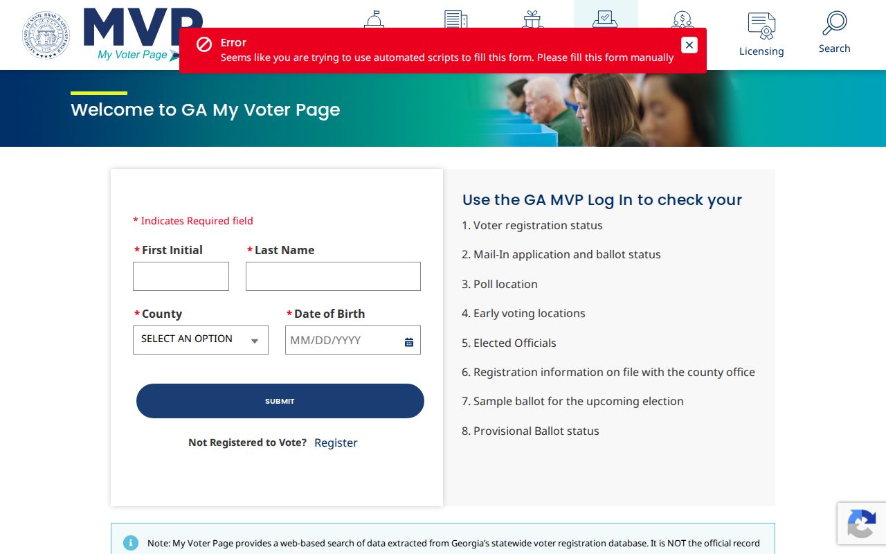 Clayton County voter registration lookup on Georgia My Voter Page